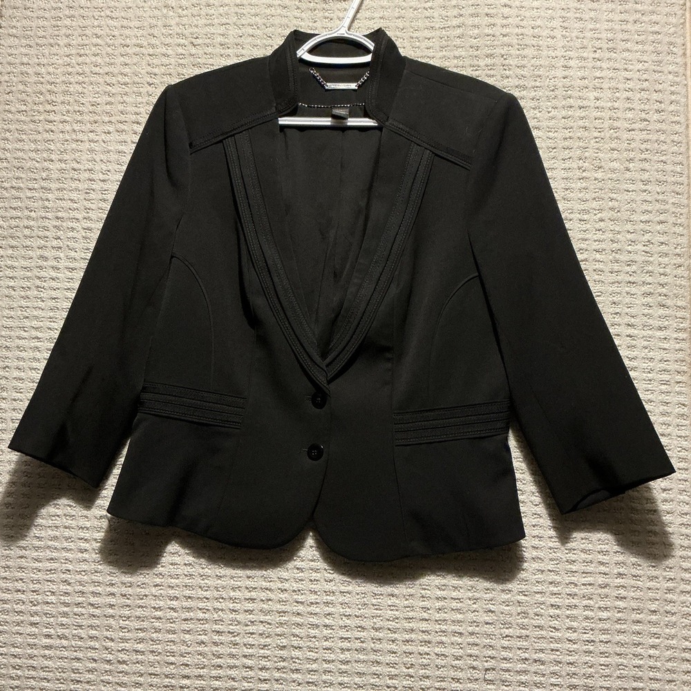 White/Black White House Black Market Women's Cropped Black Jacket 14 Luxe